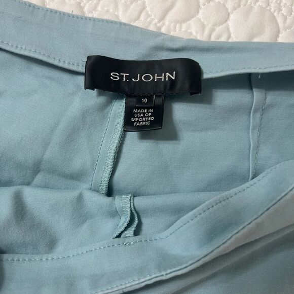 St. John Capri Light Blue Pants Tiffany Blue 10 Medium - Picture 6 of 12